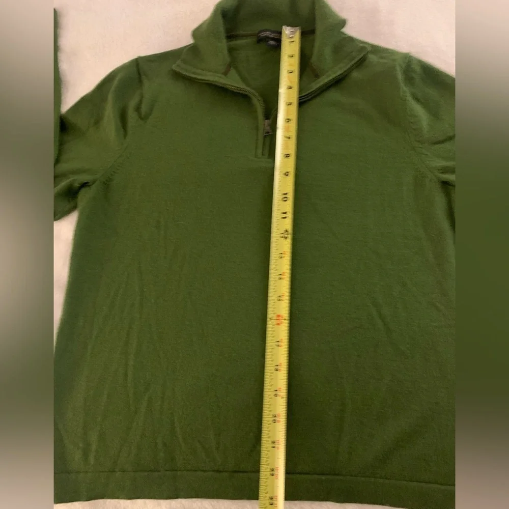 BANANA REPUBLIC Mens Pure Merino Wool Quarter Zip Pullover Sweater Green M